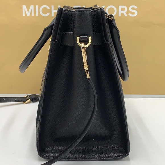 Michael Kors Hamilton Meidum Satchel Shoulder Crossbody Bag Black Multi color - Picture 6 of 16